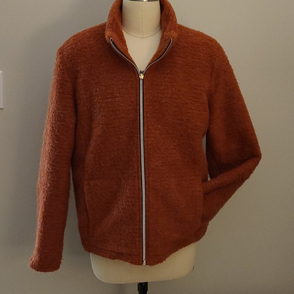 Rust orange metropolis zip up jacket